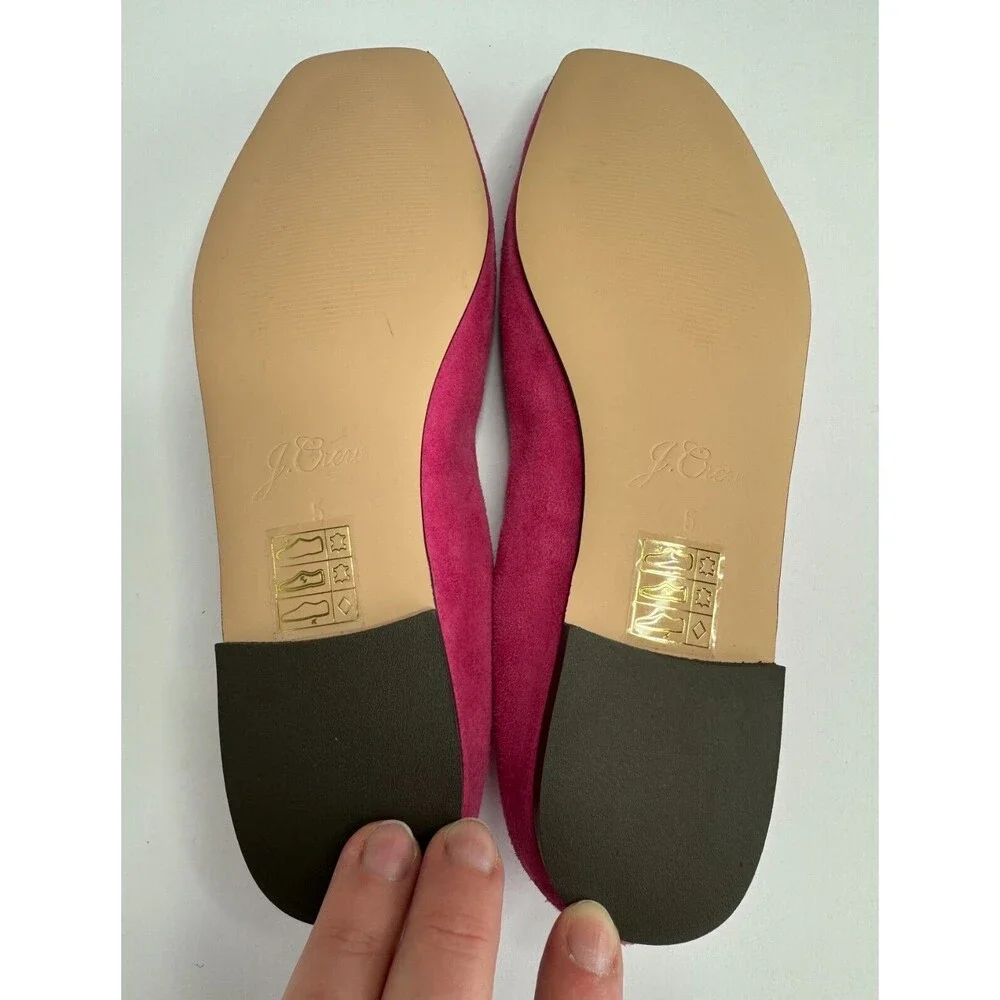 J. Crew Kids Size 5 Anya Scrunchie Ballet Flats in Pink Suede Leather Square Toe